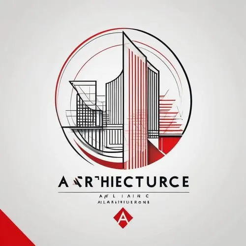 aarchitecture minimal design follow the lines of a geometric shape. building plan red and black colors without round shapes lettre A,a logo for architecture with an open and closed gate,arhitecture,ki
