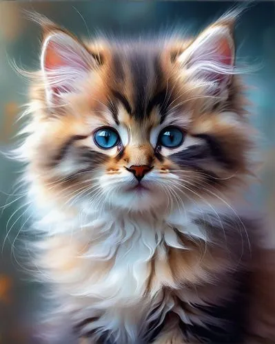 a close - up of a cat's face showing the blue eyes,cat on a blue background,cat vector,cat portrait,blue eyes cat,cat with blue eyes,cartoon cat,pet portrait,digital painting,cute cat,breed cat,drawin