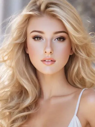 beautiful blonde Page 3 glamour girl, photorealistic, Sun, Helen Lambdon, Katie Orgill, Rachel Garley, Suzanne Mizzi,a girl with blonde hair is posing for the camera,blond girl,barbie doll,voluminous,
