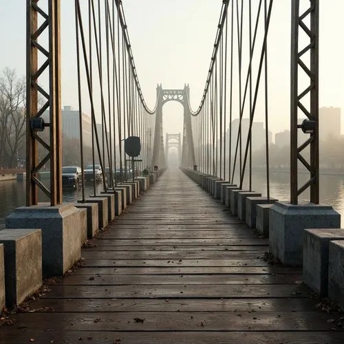 Rustic steel bridges, weathered wooden planks, sturdy stone piers, reinforced concrete abutments, sleek modern cable-stayed design, silver metallic beams, durable epoxy coatings, textured aggregate su