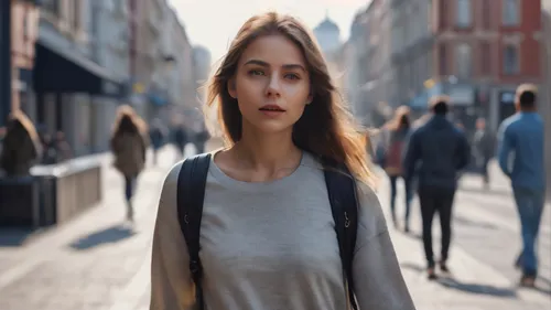 Girl walking in city,girl walking away,woman walking,girl in a long,pedestrian,depressed woman,the girl's face,a pedestrian,scared woman,worried girl,the girl at the station,woman thinking,girl in t-s