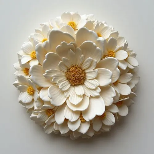 ramo de flores blancas con lazo   dorado,a white, yellow and black flower head,white chrysanthemum,the white chrysanthemum,white dahlia,garland chrysanthemum,celestial chrysanthemum,crown daisy