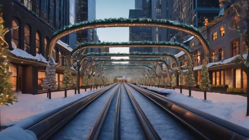 christmas city hyperloop christmas architecture city ,elevated railway,snow bridge,hudson yards,maglev,highline,sky train,hafencity,monorail,funicular,snow ring,cable railway,tram road,the loop,rail w