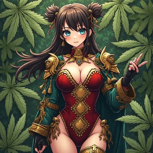 out lined alice in wonderland shazam kazam wam bam emoji face anime male warrior lingerie inspired gothic colonial clothing armor outfit full body marijuana leaf record background
,a woman dressed in 