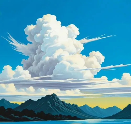 Stylized, Vector, bold Black lineart,a painting of the clouds over mountains,cloudmont,cloud mountain,roerich,cloud mountains,cumulus nimbus,keeffe