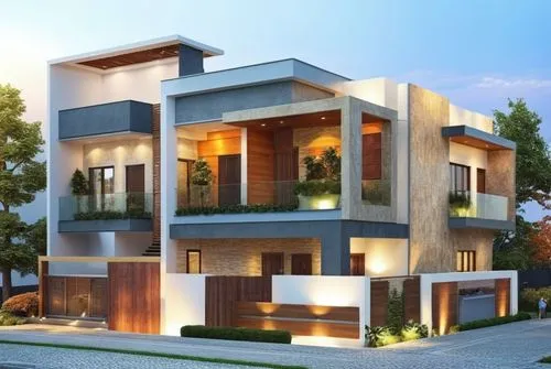 modern elevation,modern house with green plants on the balconies,modern house,modern architecture,two story house,residential house,cubic house,exterior decoration,beautiful home,house shape,frame hou