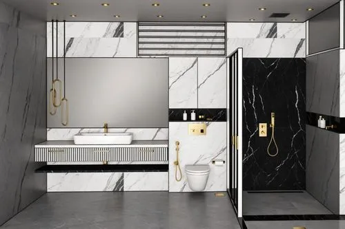 a bathroom with a white sink and marble wall,modern minimalist bathroom,dark cabinetry,vanities,luxury bathroom,dark cabinets,walk-in closet,cabinetry,tile kitchen,interior modern design,bath room,kit
