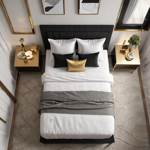 Interior design inspiration board in shades of white, black and gold,bed linen,bedding,bed frame,duvet cover,bed,guest room,guestroom,sleeping room,bedroom,modern decor,modern room,canopy bed,contempo