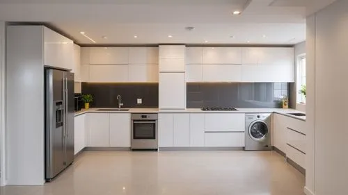 modern looking kitchen with stainless steel appliances and marble floor,modern kitchen interior,modern kitchen,modern minimalist kitchen,kitchen design,kitchen interior,kitchens,kitchen block,new kitc