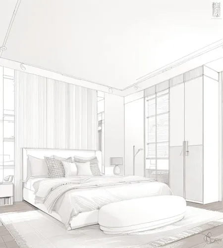 A bed room.,canopy bed,bedroom,sleeping room,modern room,white room,guest room,3d rendering,loft,danish room,room divider,room newborn,bed frame,bedding,guestroom,daylighting,bed,bed linen,four-poster