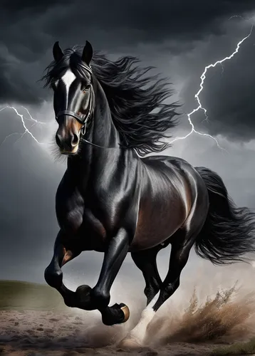 Write a thrilling story about a majestic black Clydesdale galloping through a stormy night.,black horse,shire horse,horse running,alpha horse,arabian horse,equine,weehl horse,dream horse,horseman,belg