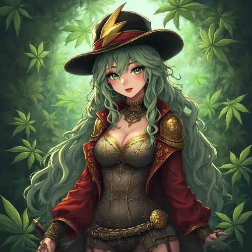 alice in wonderland shazam kazam wam bam emoji face anime male warrior lingerie inspired gothic colonial clothing armor outfit full body marijuana leaf record background
,a cartoon of a girl wearing a