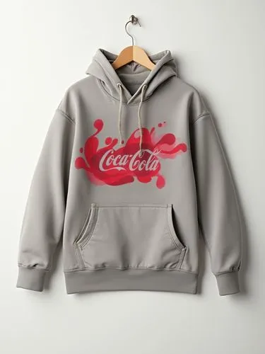 an image of a coca cola hooded sweatshirt on the clothes rack,coca cola logo,coca cola,coke,cocacola,coca,cola,coke machine,cokes,coolbrands,sweatshirt,cola can,hoodie,cola bottles,advertising clothes