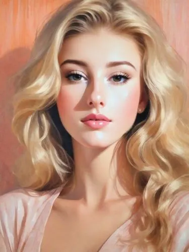 beautiful blonde lady, Hockney style painting,a digital painting of a young blond woman with her eyes closed,blonde woman,blonde girl,blond girl,photo painting,young woman,digital painting,oil paintin