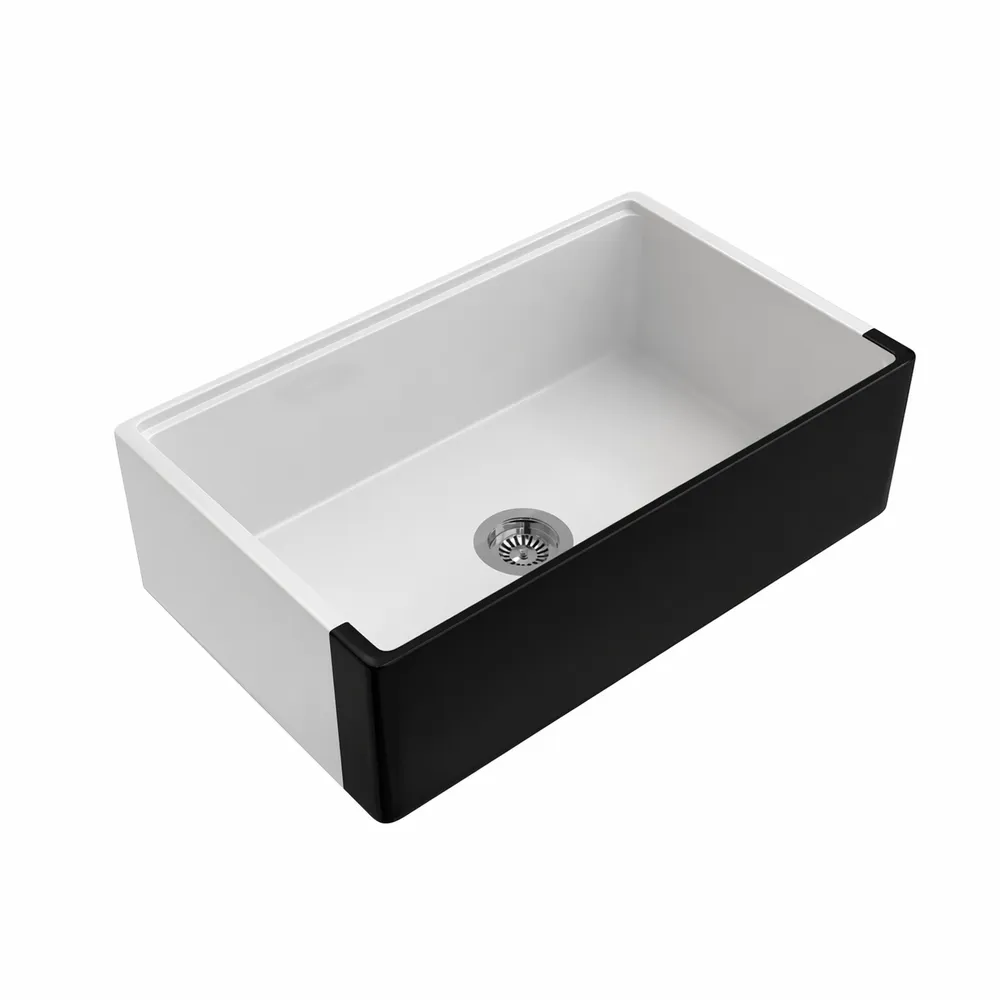 33-Inch Black Apron Front Fireclay Farmhouse Sink