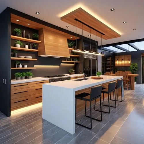 RENDERIZAR IGUAL  AL BOCETO, QUE SEA  REALISTA, , CENEFA DE CHAPA EN COLOR NEGRO MATE , MUROS QUE SOPRTAN LA CUBIERTA , ALISADO CEMENTICIO CON ILUMINACION LOS LATERALES INTERIORS , CIELORRASO EN MADER