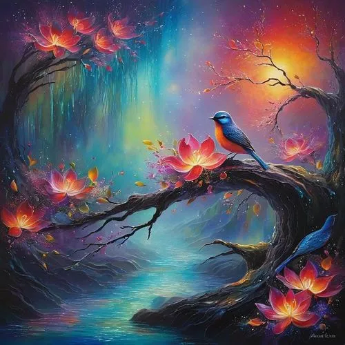 Birds chirped melodically, their songs carrying through the ancient trees as if celebrating the princess's arrival. Flowers bloomed in a vibrant tapestry of colors, each petal seeming to glisten with 