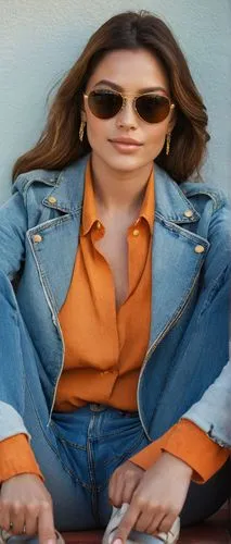 Upper-angle, close-up view of a woman's face, painted in the color of the brand, ''BONITA' is visible from the waist up, her head is angled slightly to the right, she has fair skin and is wearing gold