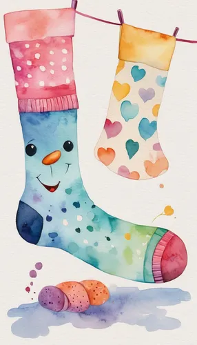 Craft a humorous dialogue between a talking sock and its owner.,watercolour socks,watercolor socks,fun socks,watercolor baby items,odd socks,children's socks,feet with socks,socks,nicholas socks,diffe