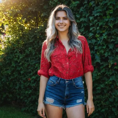 (20 years old, young:1.2)  A beautiful young girl with long messy grey hair. She is looking at the camera. A Masterpiece, best quality, relaxing, standing in the yard. wearing oversized red cotton shi