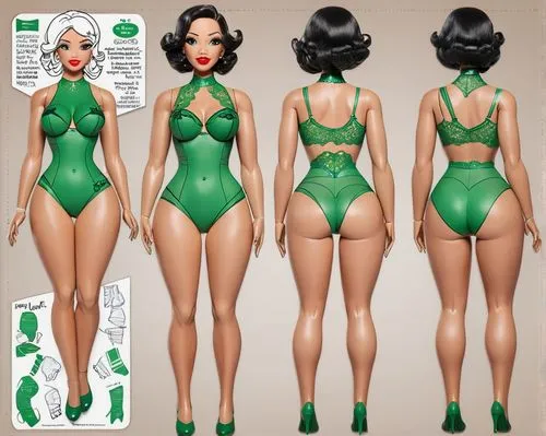 Create only high resolution images, pixar 3d, 4k, character sheet style, like a paper doll, a pose. She must be wearing sexy red lace panties and a strappy bra, showing off her entire body. (((Show si