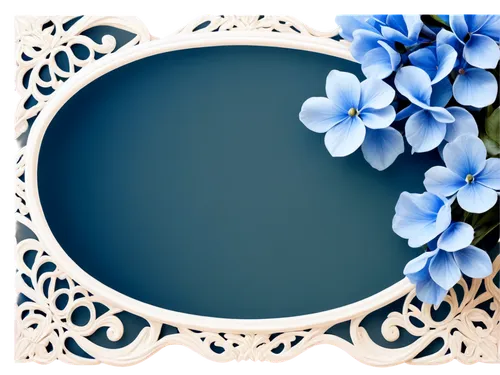 Wallpaper, blue flowers, delicate petals, intricate details, soft focus, gentle curves, vibrant blue, white center, subtle texture, shallow depth of field, warm lighting, 3/4 composition, ornate frame