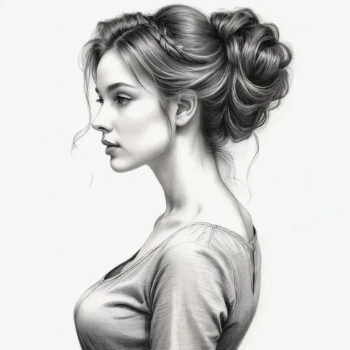 рисунок карандашом девушки, ночь,drawing of a beautiful woman in her profile,updo,chignon,pencil drawings,girl drawing,girl portrait,pencil drawing,charcoal pencil,topknot,charcoal drawing,ponytail,wo