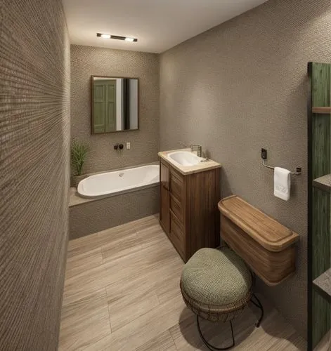 Mirror in front of sink, shelf on wall hanging towels,modern minimalist bathroom,luxury bathroom,3d rendering,bathroom,interior modern design,search interior solutions,render,shower bar,rest room,cont