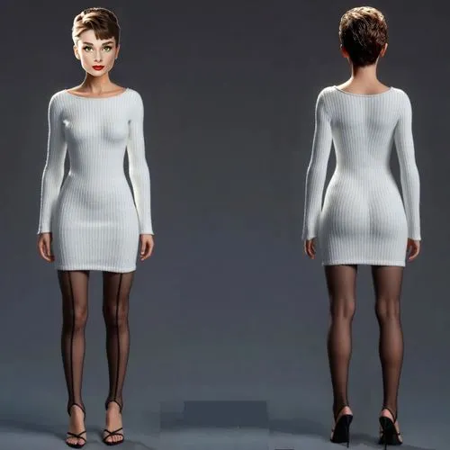 INSERT WHITE DRESS. DO THIS IN FRONT AND BACK VIEW PERFECTLY. ,a picture of some white body suit and heels,dress form,abnegation,female model,white winter dress,refashioned,necklines,female body,gradi
