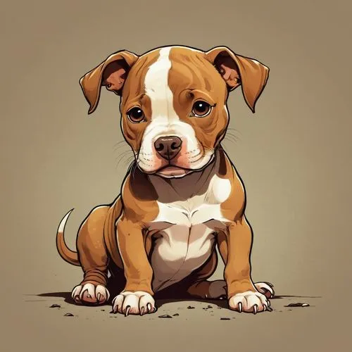 A baby pit bull dog,a brown and white dog sitting on the ground,dog illustration,pit mix,red nosed pit bull,pit bull,vector illustration,dog drawing,telegram icon,dog breed,boxer,vector art,dwarf bull