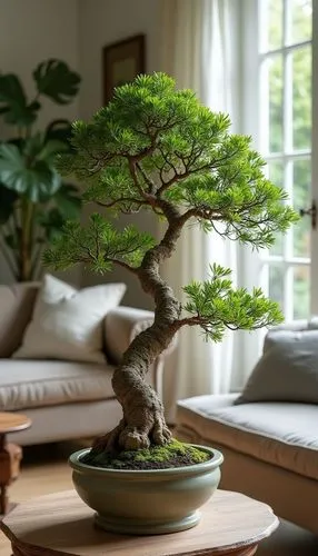 decorative bonsai tree in pot, living room,home staging,the bonsai tree is ready to bloom in the living room,bonsai tree,bonsai,maple bonsai,elm bonsai,dwarf tree,dwarf pine,flourishing tree,cedar,chi