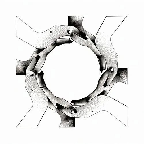hands holding the same ring with one hand,impeller,gyromagnetic,circular puzzle,extension ring,connecting rod,impellers