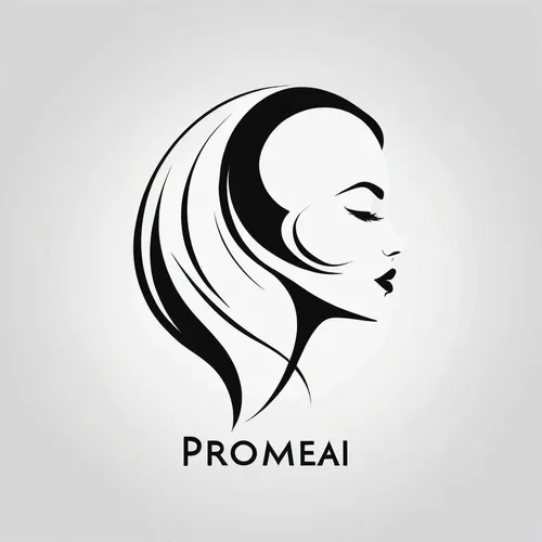 Logo for a Promeai on the theme of Unique woman in profile black and white logo icon, isolated on white,proa,pregnant woman icon,pomade,promontory,medical logo,proclaim,logotype,logodesign,social logo
