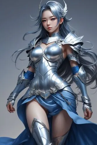 a close up of a woman in a silver and blue dress, chengwei pan on artstation, by Yang J, detailed fantasy art, stunning character art, fanart best artstation, epic exquisite character art, beautiful a