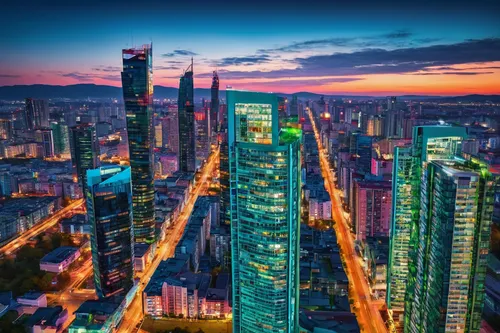 Animated image of colourful high rise buildings,tianjin,nanjing,shanghai,zhengzhou,chongqing,shenyang,dalian,wuhan''s virus,kaohsiung city,incheon,beijing or beijing,beijing,urban towers,daejeon,inter