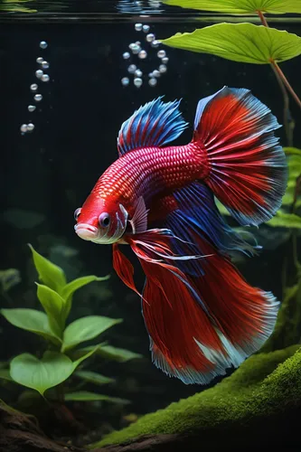 Write a heartwarming story about a beautiful Betta splendens finding love in a tranquil garden.,siamese fighting fish,betta splendens,ornamental fish,betta,betta fish,discus fish,fighting fish,beautif