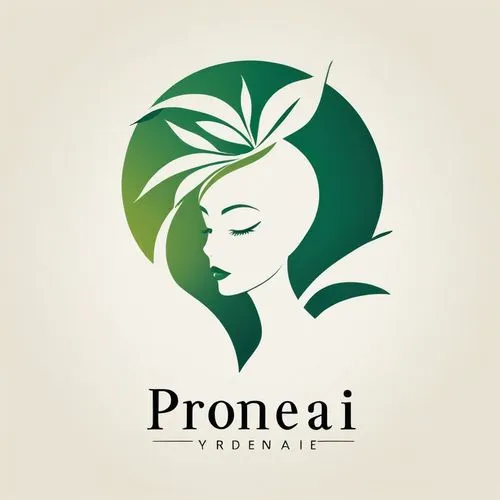 minimalist Logo for Promeai on the theme of Nature girl simple logo graphic design, by Bunny Yeager + Bert Stern + Brian Stelfreeze,priorat,broadleaf,social logo,logodesign,company logo,art nouveau de