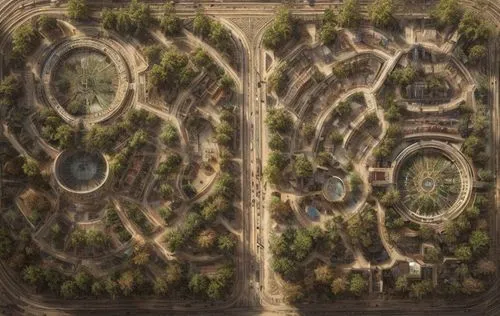  people running in street church,maze,golf resort,earthworks,labyrinth,the golfcourse,farmlands,devil's golf course,ancient city,golfcourse,apiarium,suburbs,car cemetery,settlement,excavation,druid gr