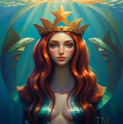 Long-haired mermaid with a crown,mermaid vectors,believe in mermaids,merfolk,mermaid background,the sea maid,mermaid,gold foil mermaid,god of the sea,nami,golden crown,siren,little mermaid,the zodiac 