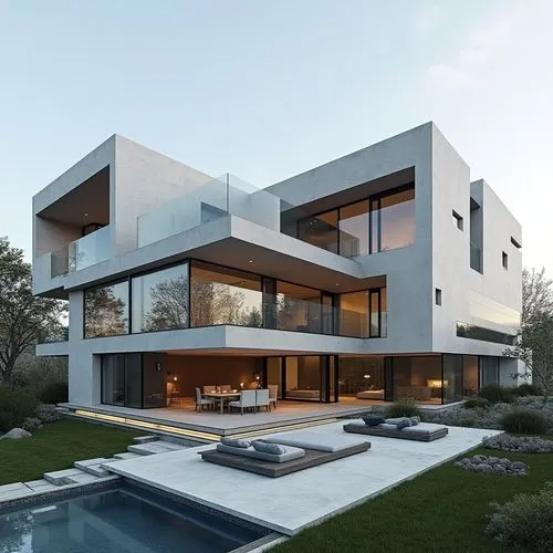  ,a modern house on the corner with an pool,modern house,modern architecture,cube house,cubic house,modern style,beautiful home