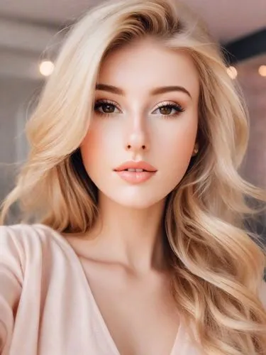 beautiful blonde Instagram selfie from a beauty influencer, realistic, candid, ordinary, feminine, sharp, colourful,a model with long blonde hair and makeup looks over her shoulder,blonde woman,cool b