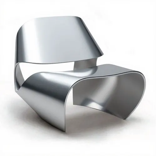 Change the wood material in the image to a shiny sliver metal. Ensure the metal looks reflective, with sharp edges and a polished finish. The reflections should be accurate and the texture realistic. 