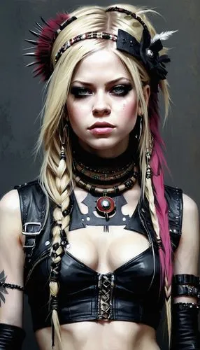 Avril Lavigne portrait of style tribalpunk,female warrior,cressida,sindel,warrior woman,derivable,callisto,thundra,aveline,illyana,blackguard,pernicious,breastplates,asherah,longhena,viveros,polyxena,