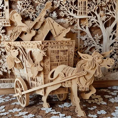 Гитарист на крыше карты, принцесса в карете, кот, петух, осел, ,a toy horse and buggy that is wooden,wood carving,woodcarving,carved wood,woodcarvers,woodcarvings,wood art