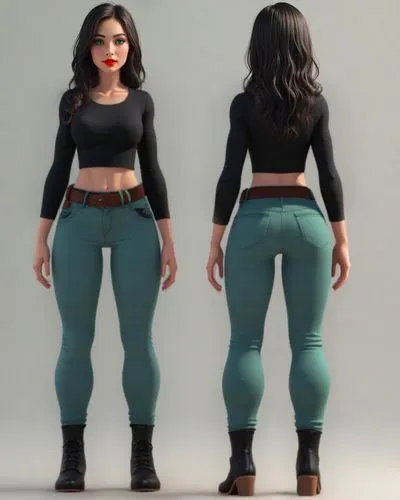 Wear a black shirt close to your body with jeans like the character "KIM POSSIBLE". SHOW BEAUTIFUL AND WELL-DEFINED HANDS AND FINGERS. SHOW A NICE BUTT. ONLY CREATE IMAGES WITH HIGH RESOLUTION AND SHA