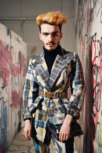 streampunk,pompadour,scotsman,punk,stylograph,punk design,man's fashion,chainlink,male model,kilt,bouffant,samurai,lumberjack pattern,scot,fashion model,harlequin,lumberjack,avant-garde,tartan,samurai