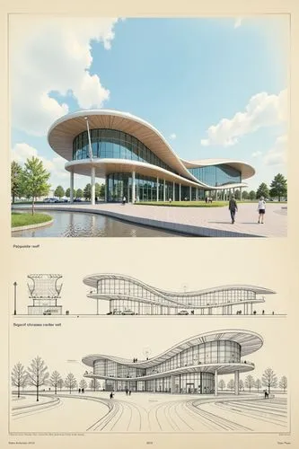 Create a detailed structural illustration of a modern structure. Illustrations should include Multiple Viewpoints: Provide multiple perspectives, including front, side, and top views, Cross Sections a