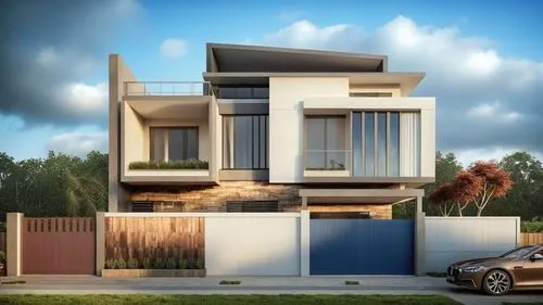 modern elevation,an image of an artist's rendering of a house,modern house,modern architecture,residential house,cubic house,two story house,house shape,prefab,frame house,smart house,render,residence