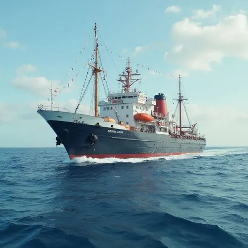 Marine life ship on sea,a large boat traveling across the ocean,cruiser aurora,training ship,seagoing vessel,tanker ship,the ship,troopship,lightship,ship,trawler,masted,chartering,a cargo ship,nautic