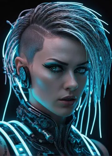 pencil drawing of girl,an image of a futuristic woman with futuristic make up and hair,liara,cyberpunks,cyberdog,cyberpunk,cyborg,asari,cyberangels,cyberia,mohawk,cybernetic,Conceptual Art,Sci-Fi,Sci-